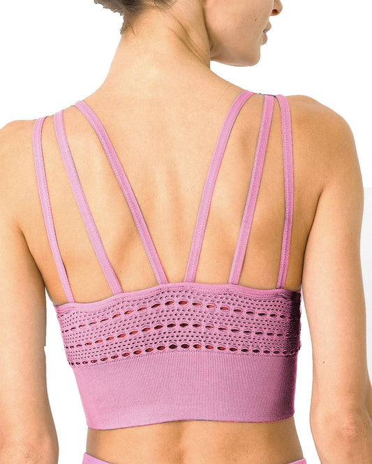 Mesh Bra with Cutouts - Pink