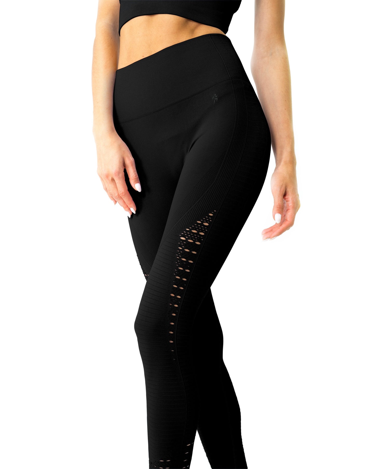 Ribbing Detail Leggings - Black