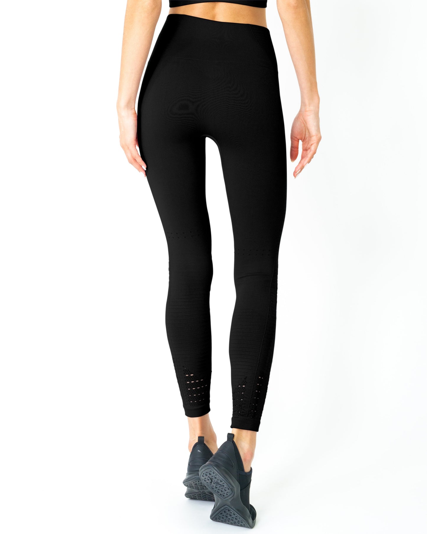 Ribbing Detail Leggings - Black