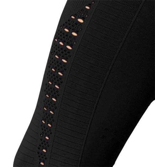 Ribbing Detail Leggings - Black